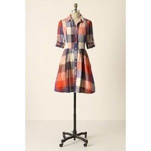 Anthropologie shirtdress plaid size 8